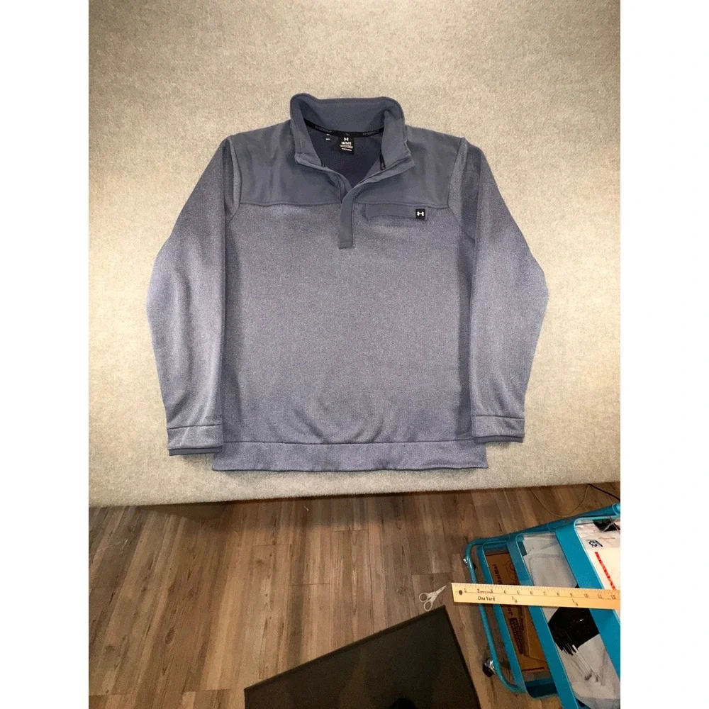 Under Armour Storm Specialist Heathered Quarter Snap Pullover Gray Mens Large